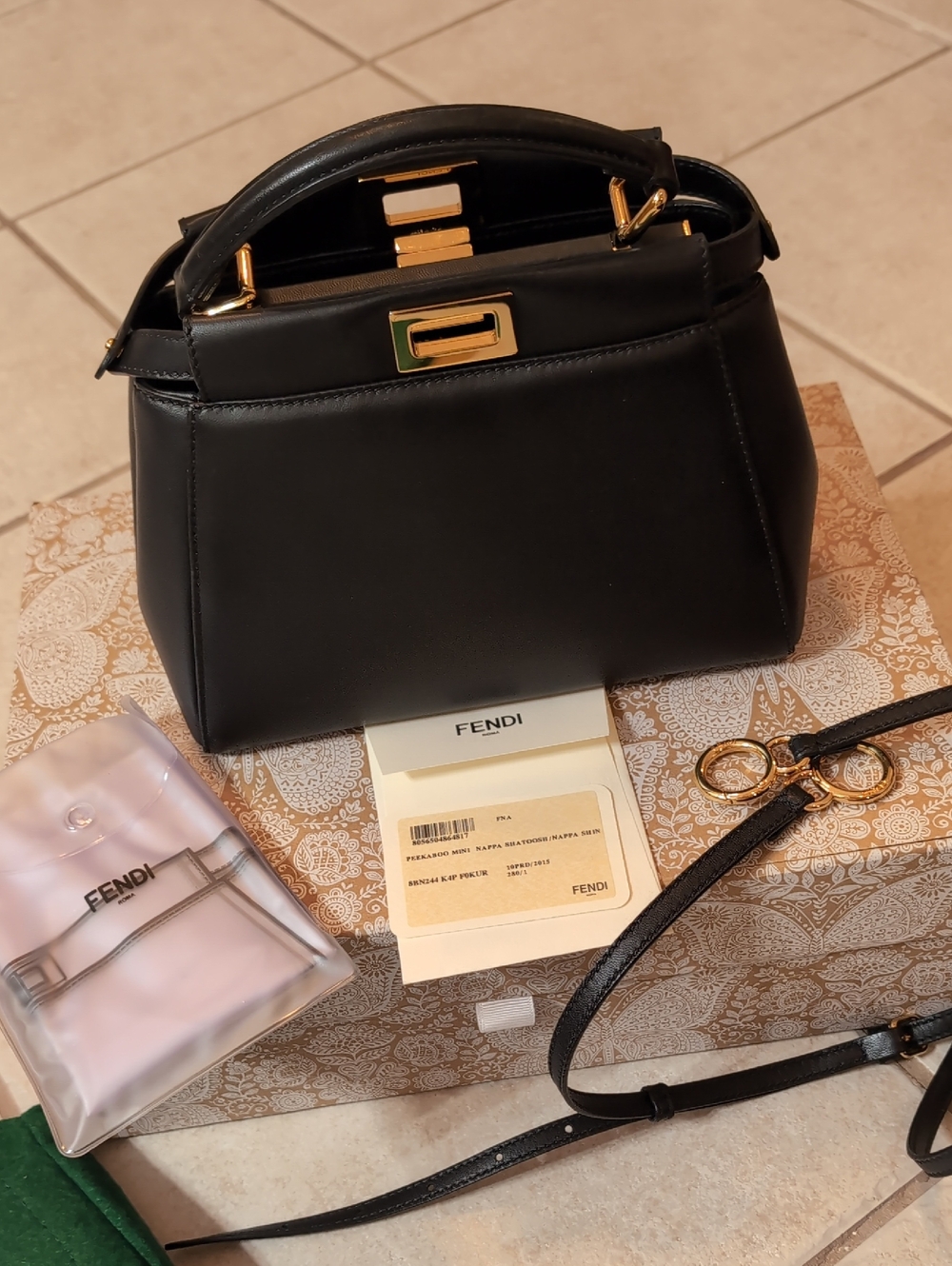Fendi Black Leather Top-Handle Satchel with Gold Hardware
